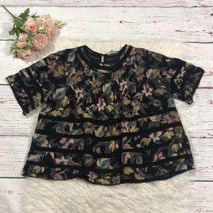 Aritzia Floral Lace Blouse - Black, Pink, Yellow